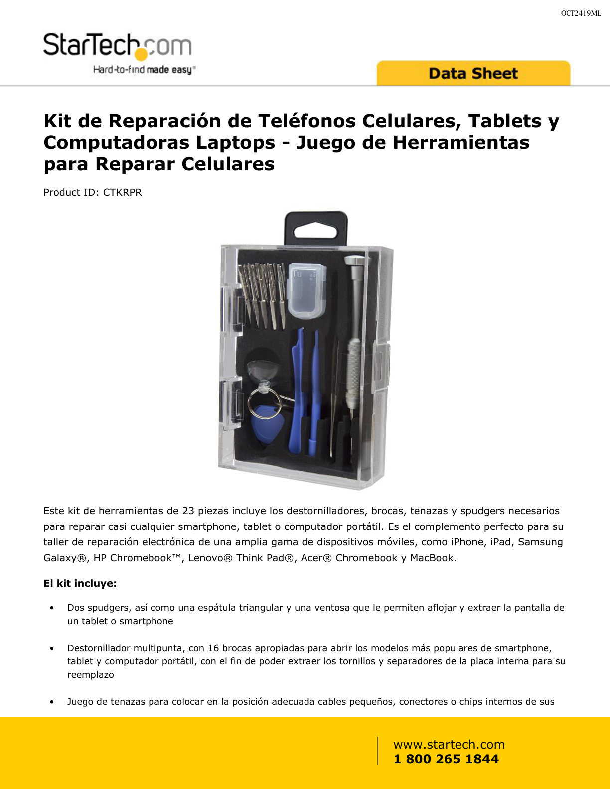 Kit de herramientas Startech para reparación de celulares  tablets y laptops