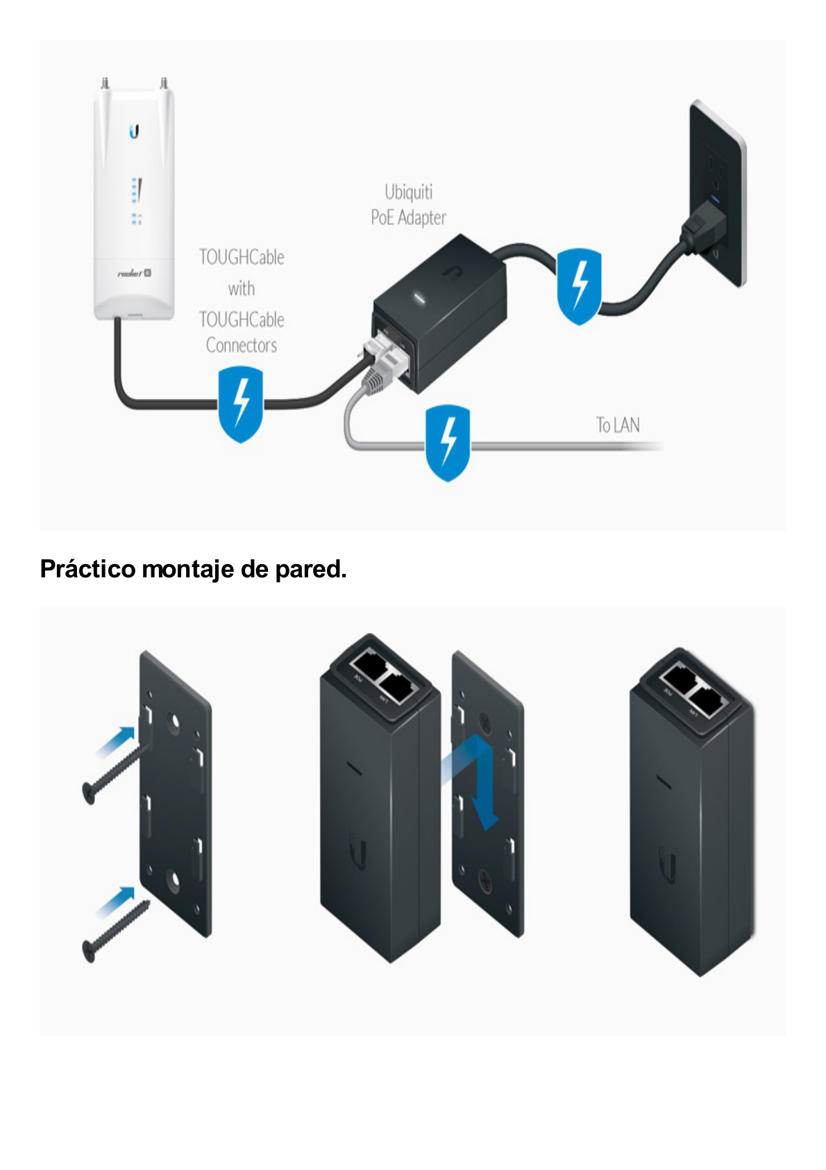 Adaptador PoE Ubiquiti de 24 VDC, 1.0 A con puerto Gigabit