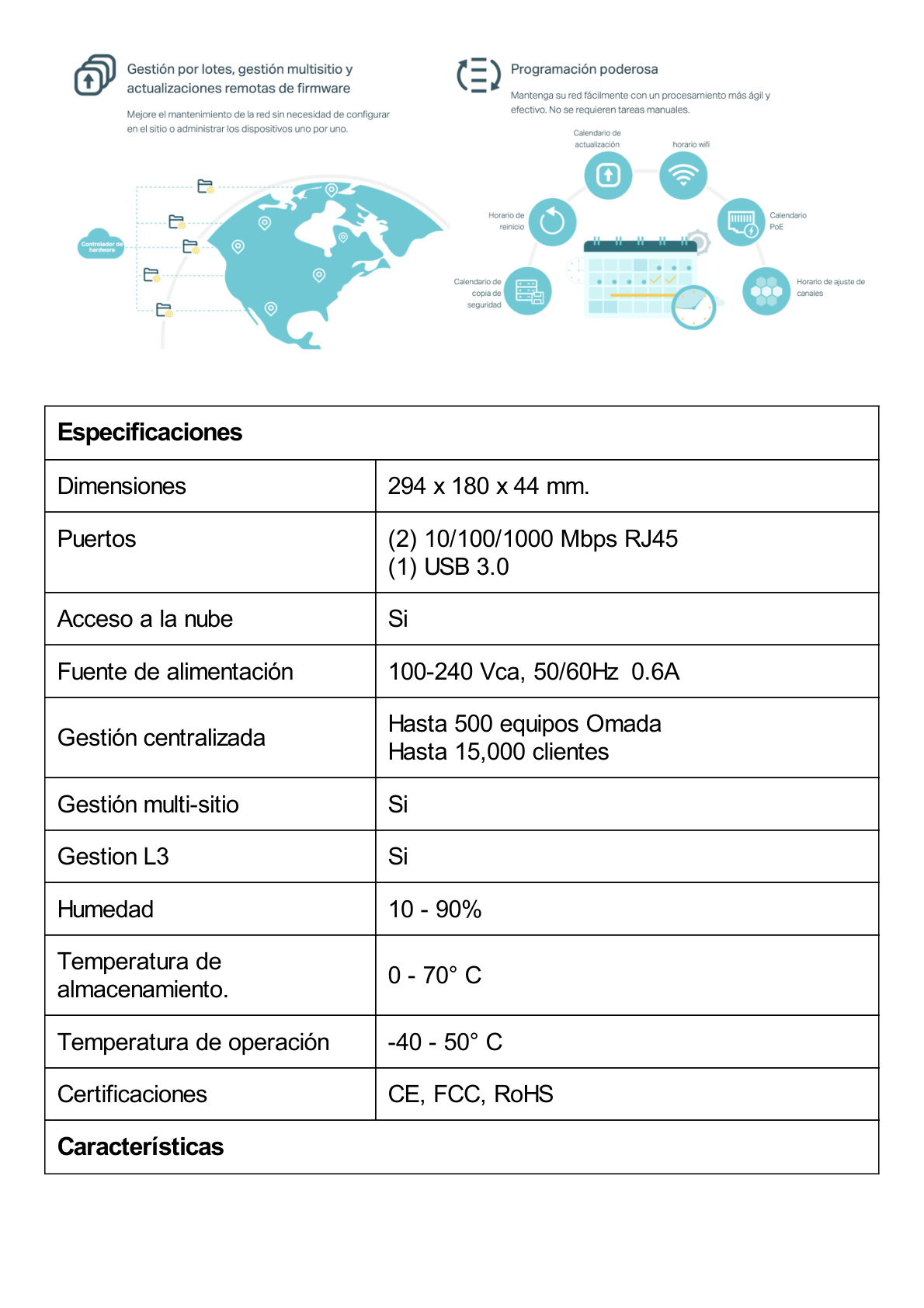 Controladora Omada para gestionar hasta 500 equipos Omada/ Gestion desde la Nube gratuita / Actualizaciones masivas / 2 puertos Gigabit con PoE af/at