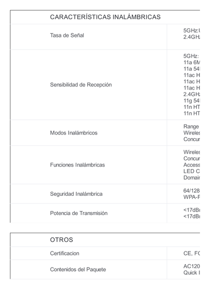 Repetidor / Extensor de Cobertura WiFi AC, 1200 Mbps, doble banda 2.4 GHz y 5 GHz, con 1 puerto 10/100 Mbps, con 2 antenas externas