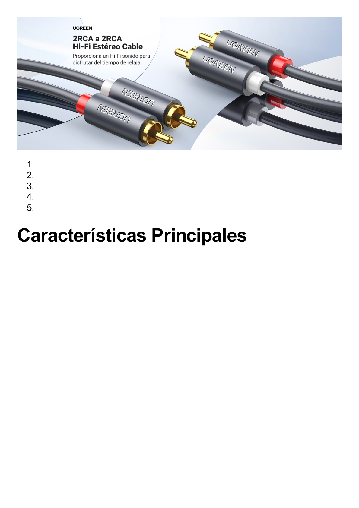 Cable de Audio 2 RCA Macho a 2 RCA Macho / 3 Metros / Color Negro / Alta Calidad /Anillos de goma para asegurar un agarre firme al instalar o quitar el cable