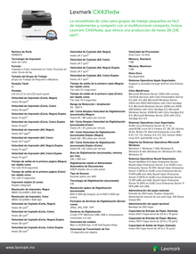 Multifuncional Lexmark CX431ADW Láser Color Duplex USB Ethernet WiFi 26 ppm