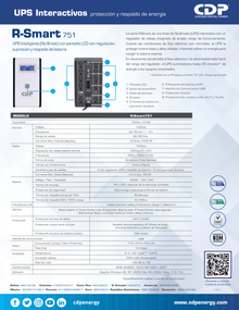 UPS inteligente CDP R-SMART751 750VA/375W LCD 10 NEMA 5-15R (5 c/protección batería)  1x RJ11/RJ45