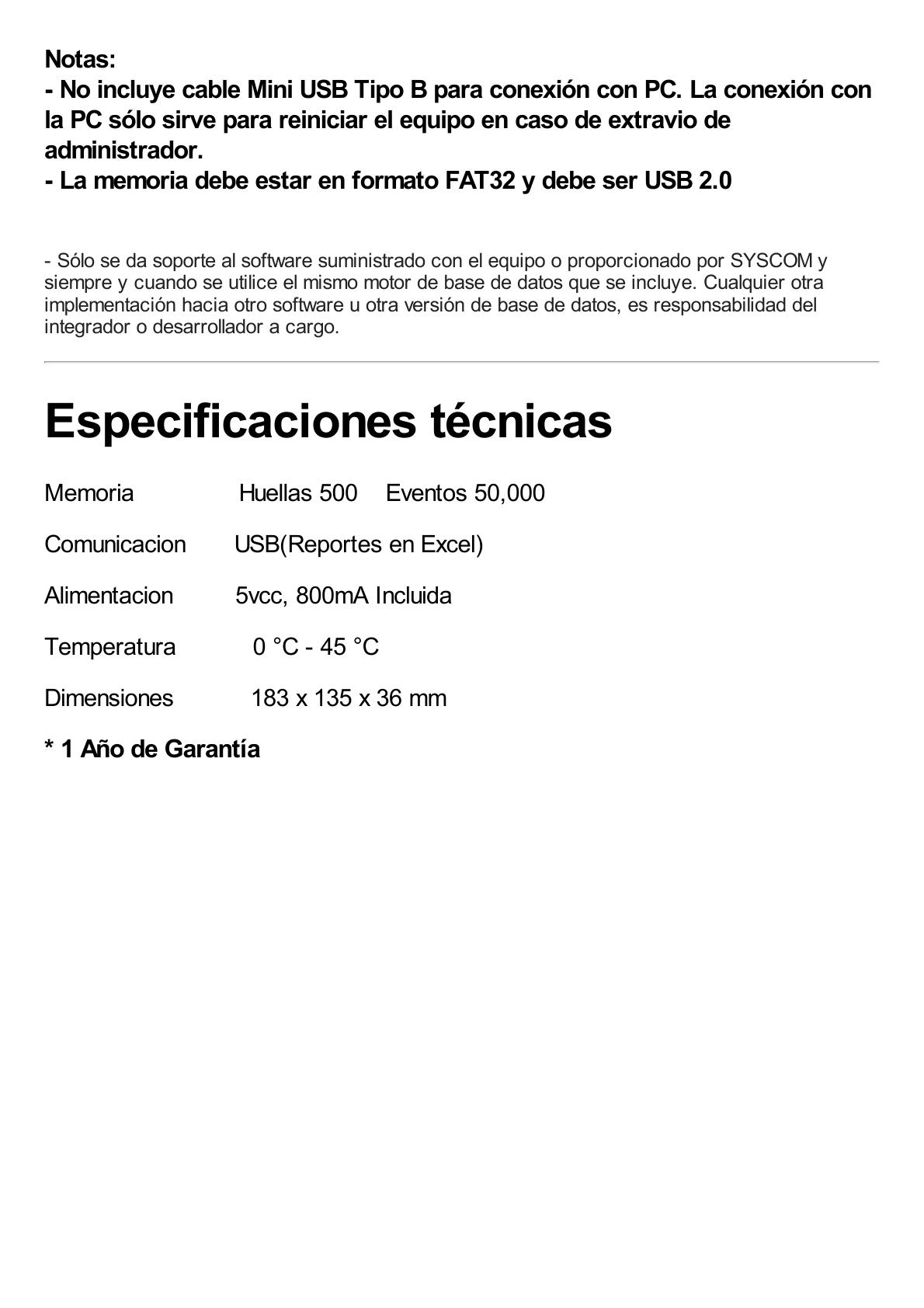 Lector de Huella con Teclado para Control de Asistencia, 500 Huellas, Genera Reporte por USB en Excel, Descarga mediante memoria USB / Incluye Fuente