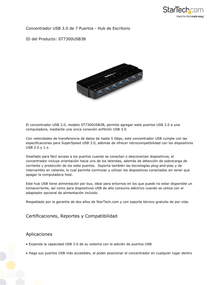 HUB STARTECH CONCENTRADOR USB 3.0 DE 7 PUERTOS HUB DE ESCRITORIO