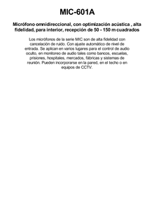 Micrófono omnidireccional, con optimización acústica , alta fidelidad, para interior, recepción de 50 - 150 m cuadrados