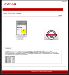 TINTA CANON PFI-107Y AMARILLO 6708B001AA 130ML