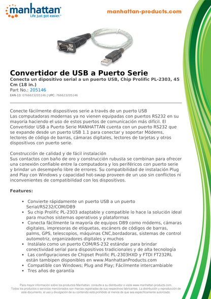 CABLE USB A SERIAL DB9M