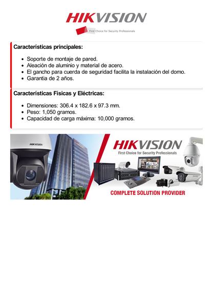 Montaje para Cámaras PTZ HIKVISION / Color Plata