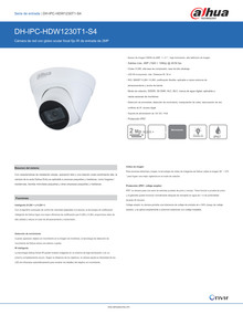 Camara Dahua DH-IPC-HDW1230T1N-0280B-S4 IP domo 2 mpx lente 2.8 mm IR 30 m metalica 105 gds ranura microsd  wisense PoE IP67