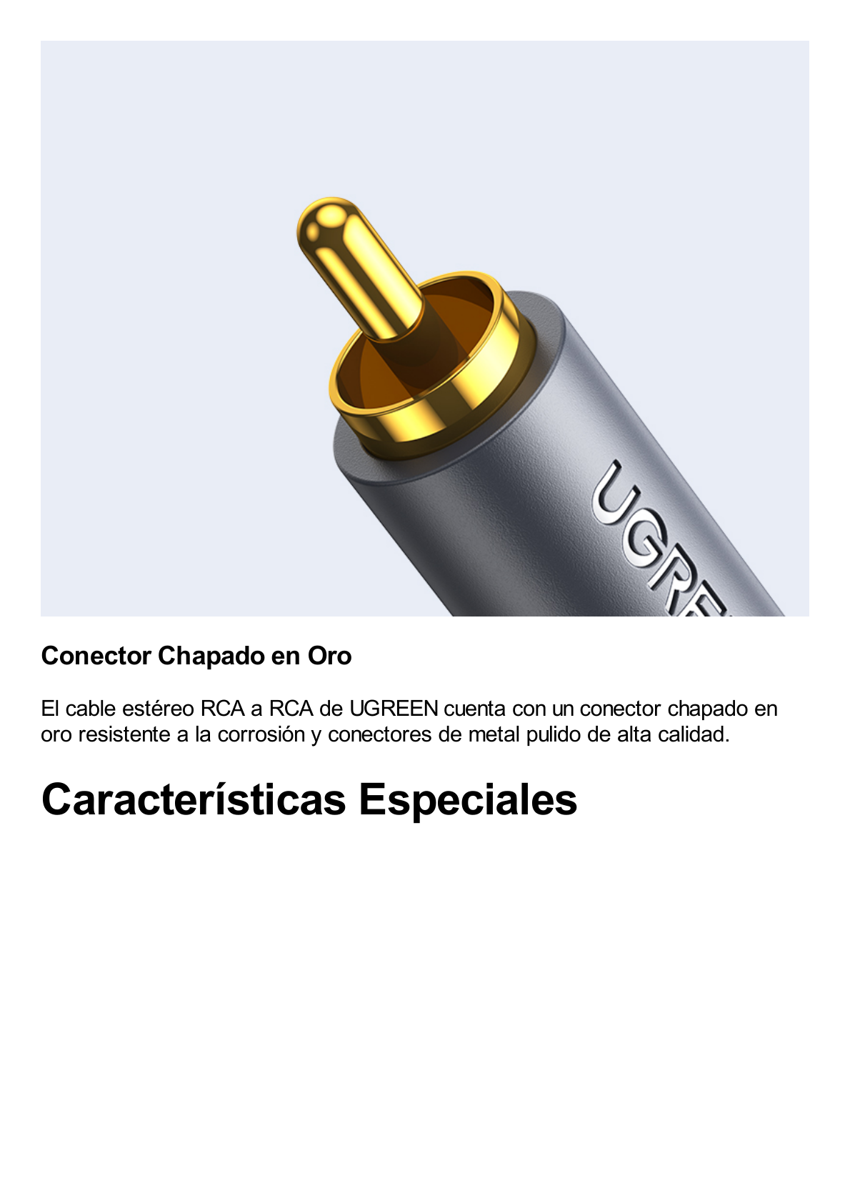 Cable de Audio 2 RCA Macho a 2 RCA Macho / 5 Metros / Color Negro / Alta Calidad / Anillos de goma para asegurar un agarre firme al instalar o quitar el cable