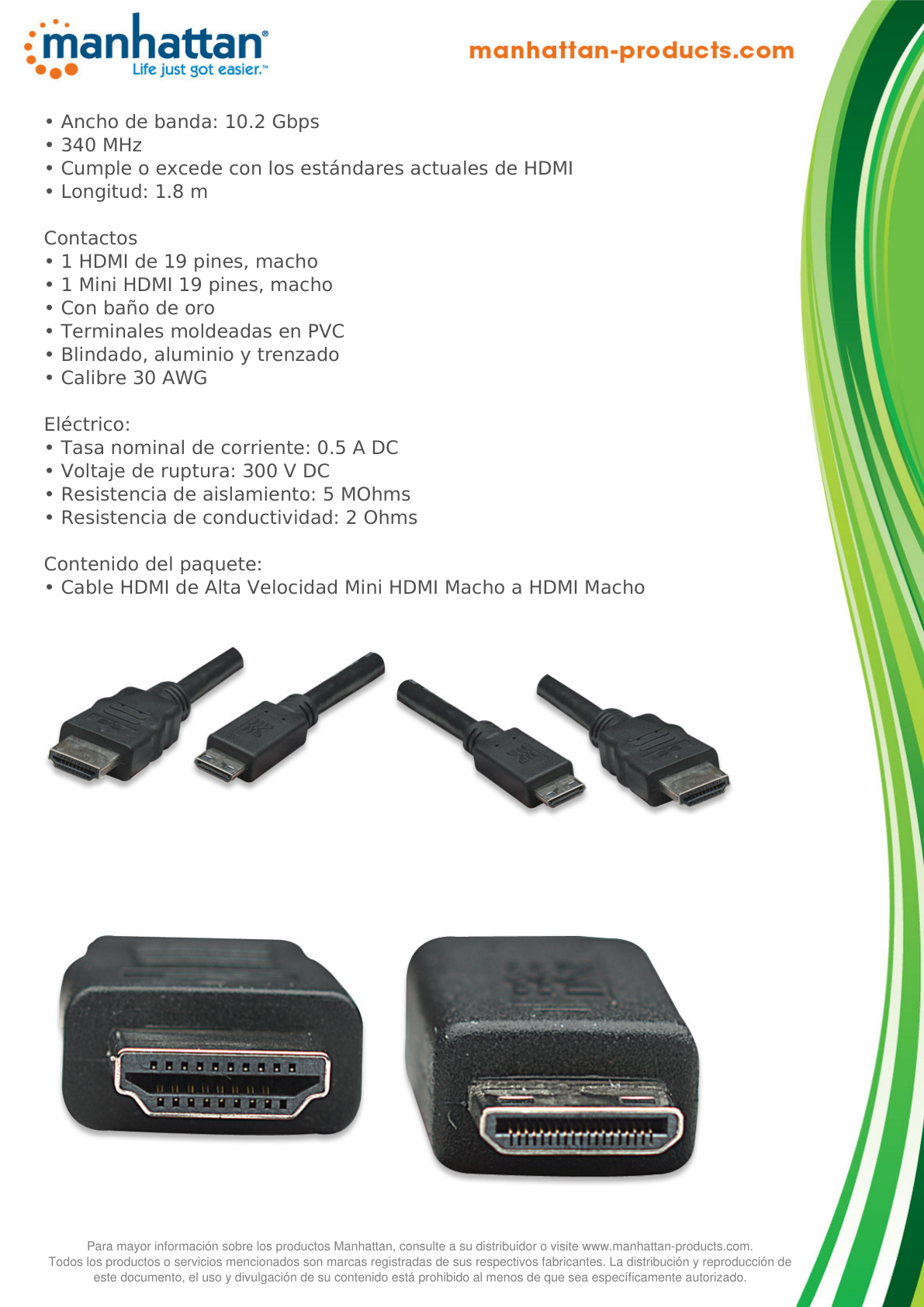 CABLE MANHATTAN HDMI MINI-HDMI 1.8M