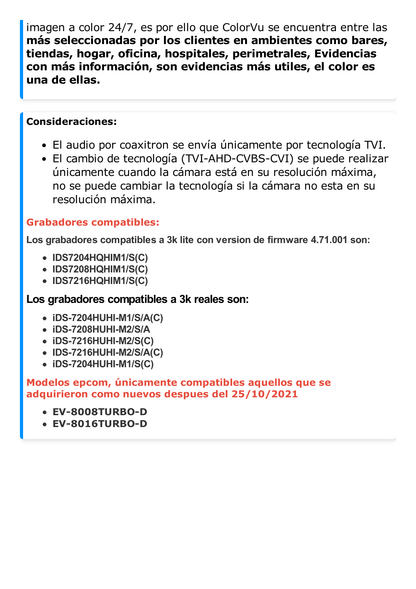 Turret TURBOHD 3K (5 Megapixel) / Lente 3.6 mm / Micrófono Integrado / Imagen a Color 24/7 (ColorVu) / 40 mts Luz Blanca / Exterior IP67 / dWDR / 4 Tecnologías