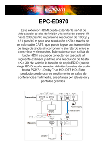 Kit Extensor HDMI | 4K2K@40m | 1080p@70m | Cat5e/Cat6 | Soporte PoC | HDMI Loop | Transmisión IR