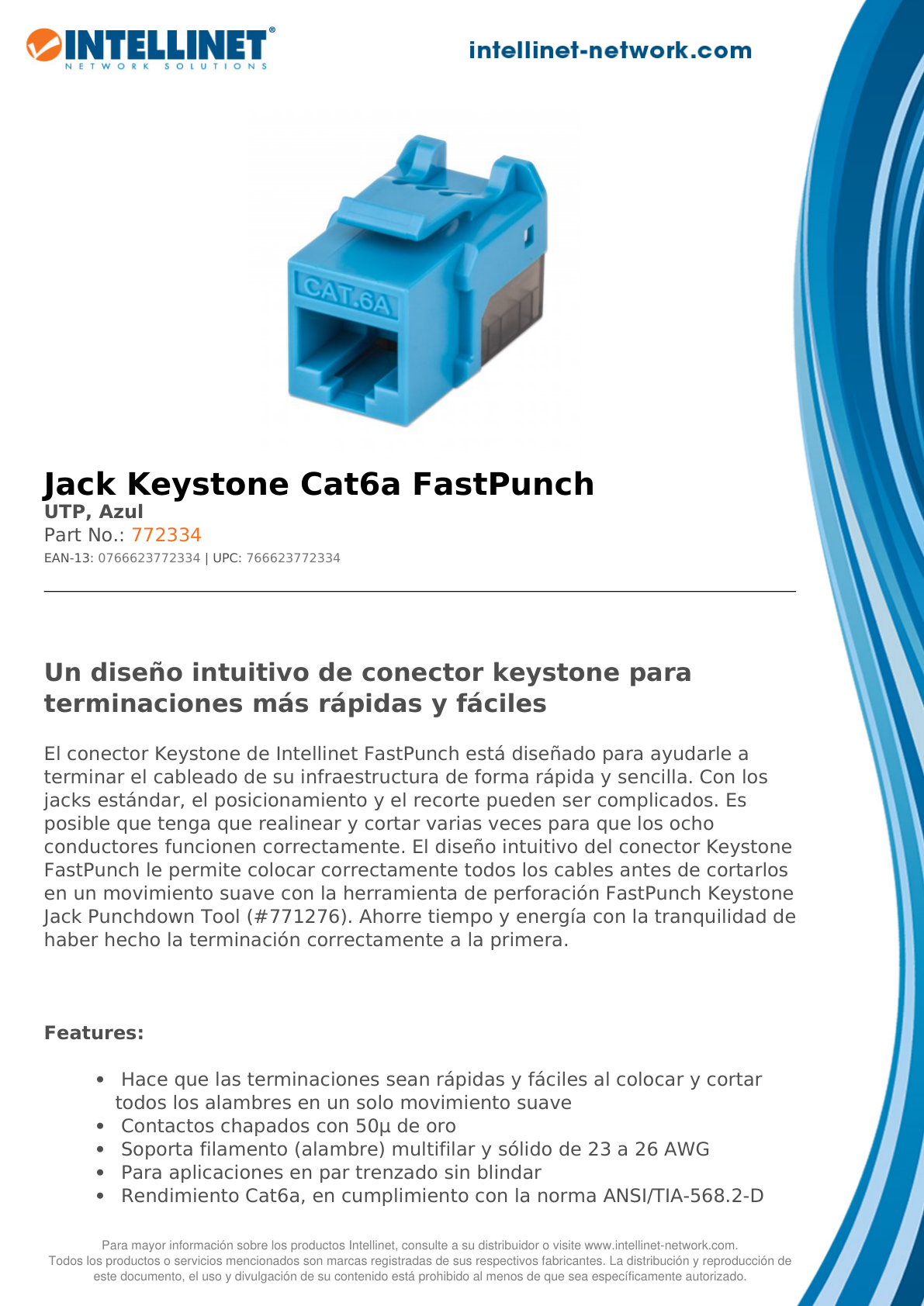 JACK INTELLINET CAT 6A DE IMPACTO AZUL