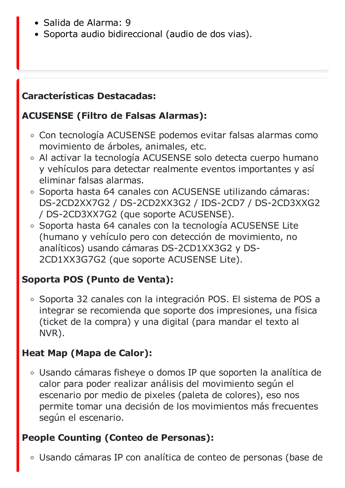 [Doble Poder de Decodificación] NVR 32 Megapixel (8K) / 64 Canales IP / AcuSense / ANPR / Conteo de Personas / Heat Map / 16 Bahías de Disco Duro / 2 Tarjetas de Red / Soporta RAID con Hot Swap / 2 HDMI en 8K / Soporta POS / Alarmas I/O / AC