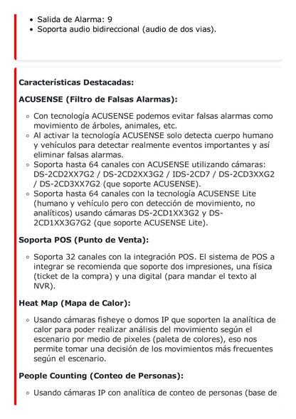 [Doble Poder de Decodificación] NVR 32 Megapixel (8K) / 64 Canales IP / AcuSense / ANPR / Conteo de Personas / Heat Map / 16 Bahías de Disco Duro / 2 Tarjetas de Red / Soporta RAID con Hot Swap / 2 HDMI en 8K / Soporta POS / Alarmas I/O / AC