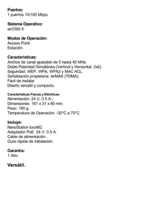 NanoStation airMAX locoM2 CPE, hasta 150 Mbps, frecuencia 2 GHz (2412-2462 MHz) con antena integrada de 8 dBi