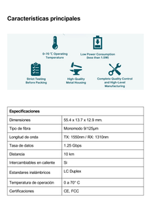 Transceptor mini-GBIC / SFP WDM Bi-Direccional / Monomodo 1GBase / Distancia 10 KM / Conector LC / (Necesita el modelo TL-SM321B para enlazar)