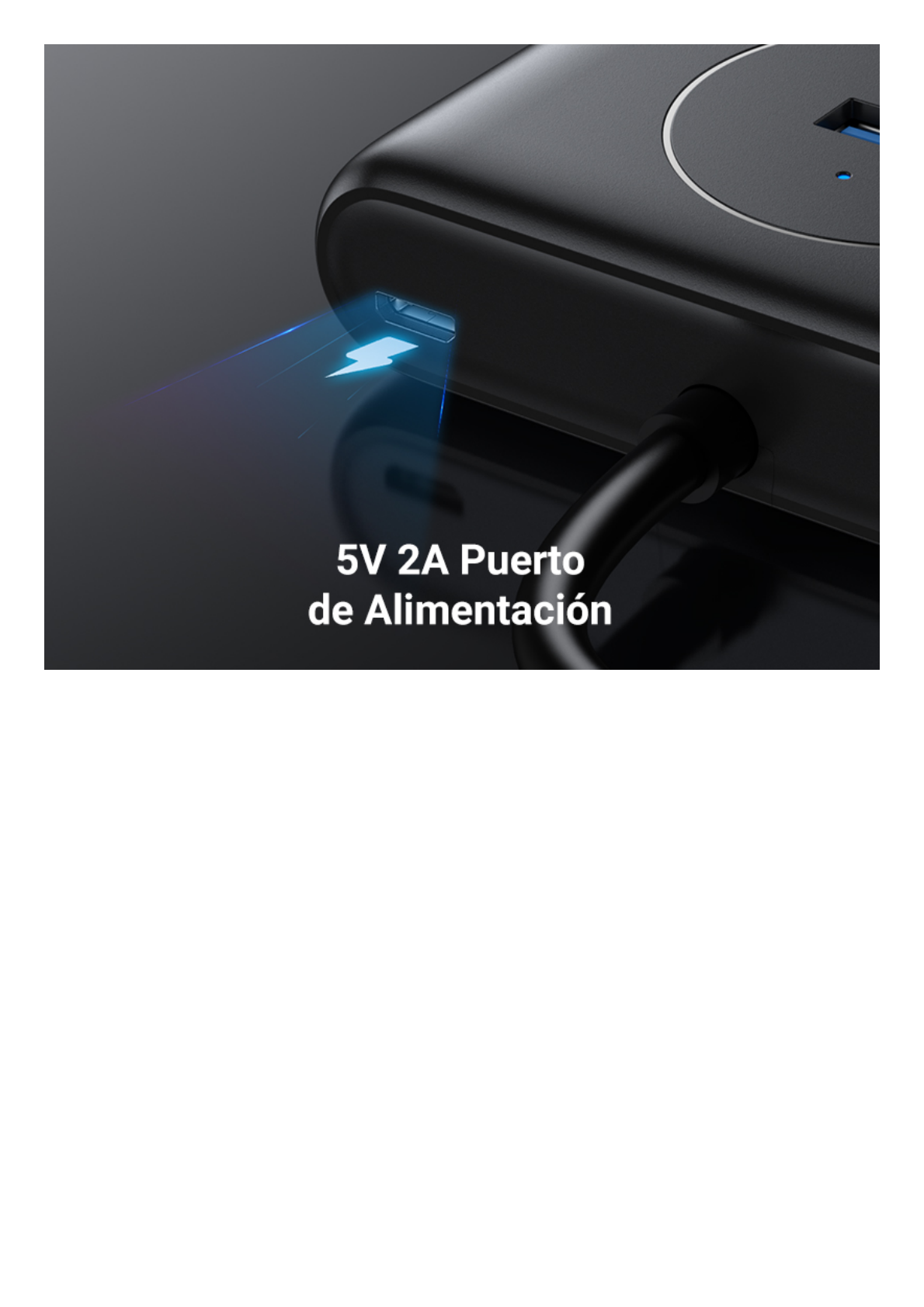 HUB USB-A 3.0 4 en 1 | 4 Puertos USB-A 3.0 (5Gbps) | Entrada USB-C (PD 5V2A) | Cable de 1 Metro | Indicador Led | Ideal para Transferencia de Datos | Entrada USB-C para alimentar equipos de mayor consumo | Color Negro.