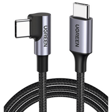 Cable USB-C a USB-C | 1 Metro | Conector con Ángulo Recto de 90° | Carga Rápida de hasta 60W | 480 Mbps | PD3.0 | QC4.0/3.0/2.0 | FPC | AFC | Protección Integrada| Caja de Aluminio | Nylon Trenzado | Color Negro.