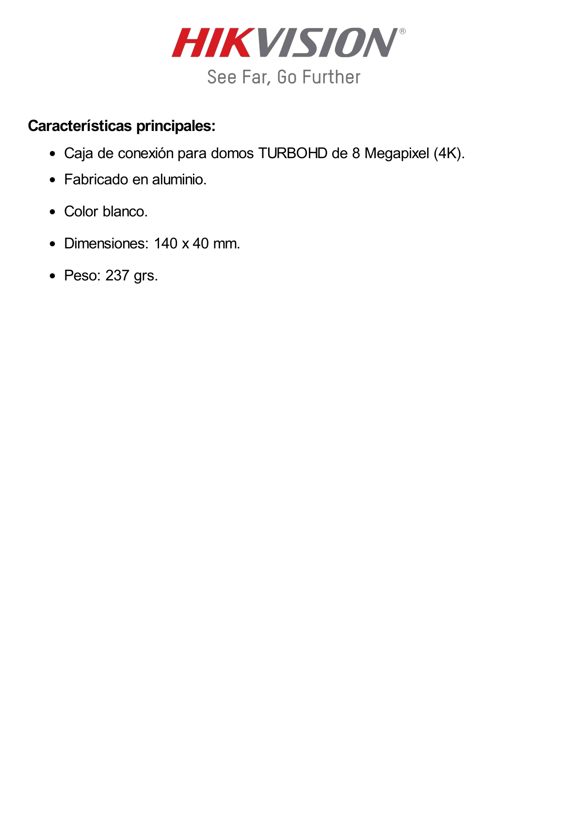 Caja de Conexión para Domos TURBOHD 4K / Uso en Exterior / Fabricado en Aluminio / IP66