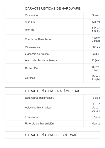 CPE de Exterior de 5 GHz AC 867 Mbps, Antena direccional de 23 dBi, potencia de 29 dBm, PoE pasivo