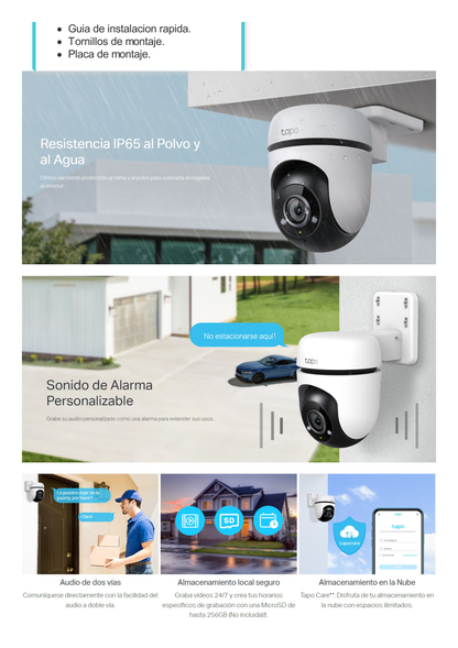 Cámara IP Wi-Fi 2 megapixel / Visión 360 / Audio doble vías / Visión Nocturna /  Notificación Push / Memoria Micro SD