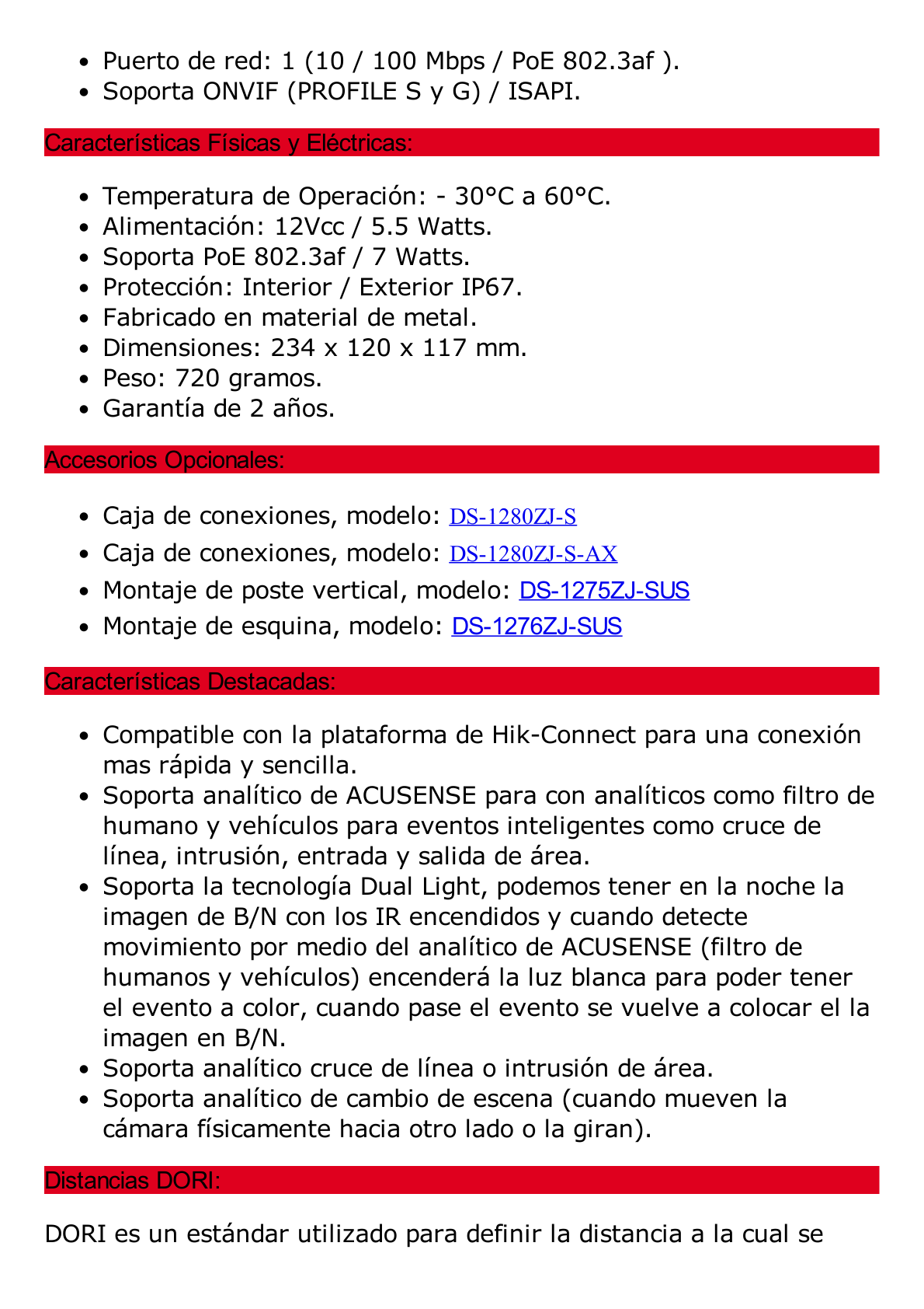 [Dual Light + ColorVu] Bala IP 4 Megapixel / Lente 2.8 mm / 40 mts IR + 40 mts Luz Blanca /  Microfono Integrado / Exterior IP67 /   WDR 130 dB / Videoanaliticos (Filtro de Falsas Alarmas) / Captura Facial /  PoE / ACUSEARCH