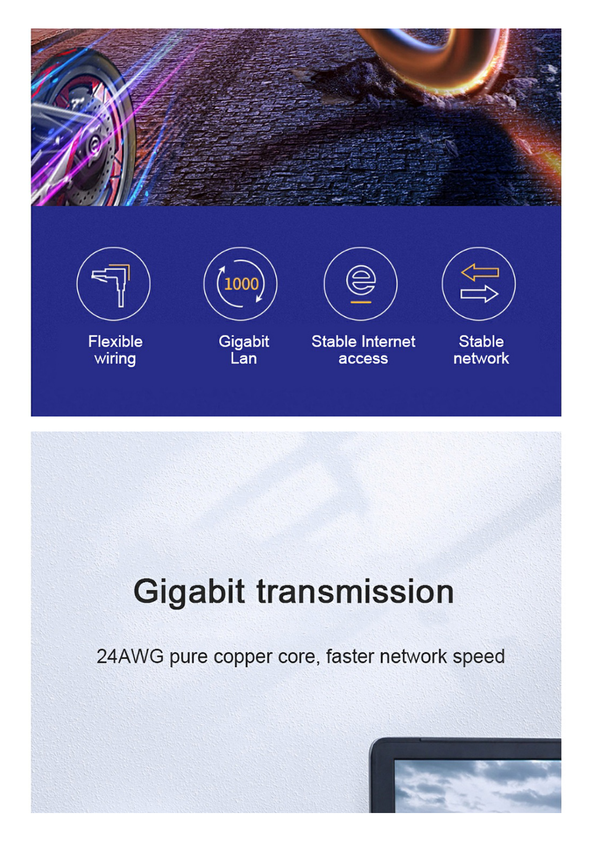 Cable Ethernet Cat6 UTP en Angulo de 90° 1m