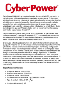 PDU Switchable por Toma, Para Distribución de Energía, Entrada 120 Vca NEMA 5-15P, Con 8 Salidas NEMA 5-15R, Horizontal 19in, 1UR