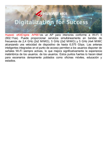 Punto de Acceso Wi-Fi 6 de Alta Densidad /  6.575 Gbps / MU-MIMO 2x2x4:3 (2.4GHz, 5GHz y 5GHz) / Smart Antenna / Puerto GE y Puerto 2.5GE / Puerto USB (Para expansion IoT) / BLE /  Con Administración Gratuita desde la Nube