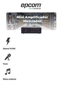 Mini Amplificador de Audio Mezclador | 120W RMS | Sistema 70/100V | MP3 | Tuner | Bluetooth | Musica ambiental y Voceo