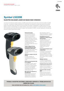 Lector de Codigos de Barras Zebra LS2208-SR Laser Negro 1D Con Cable Usb y soporte LS2208-SR20007R-UR