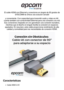 Cable HDMI Angulo 90º| 1m | Alta Definición | Version 2.0 | Alta velocidad 18Gbps | 4K@60Hz |