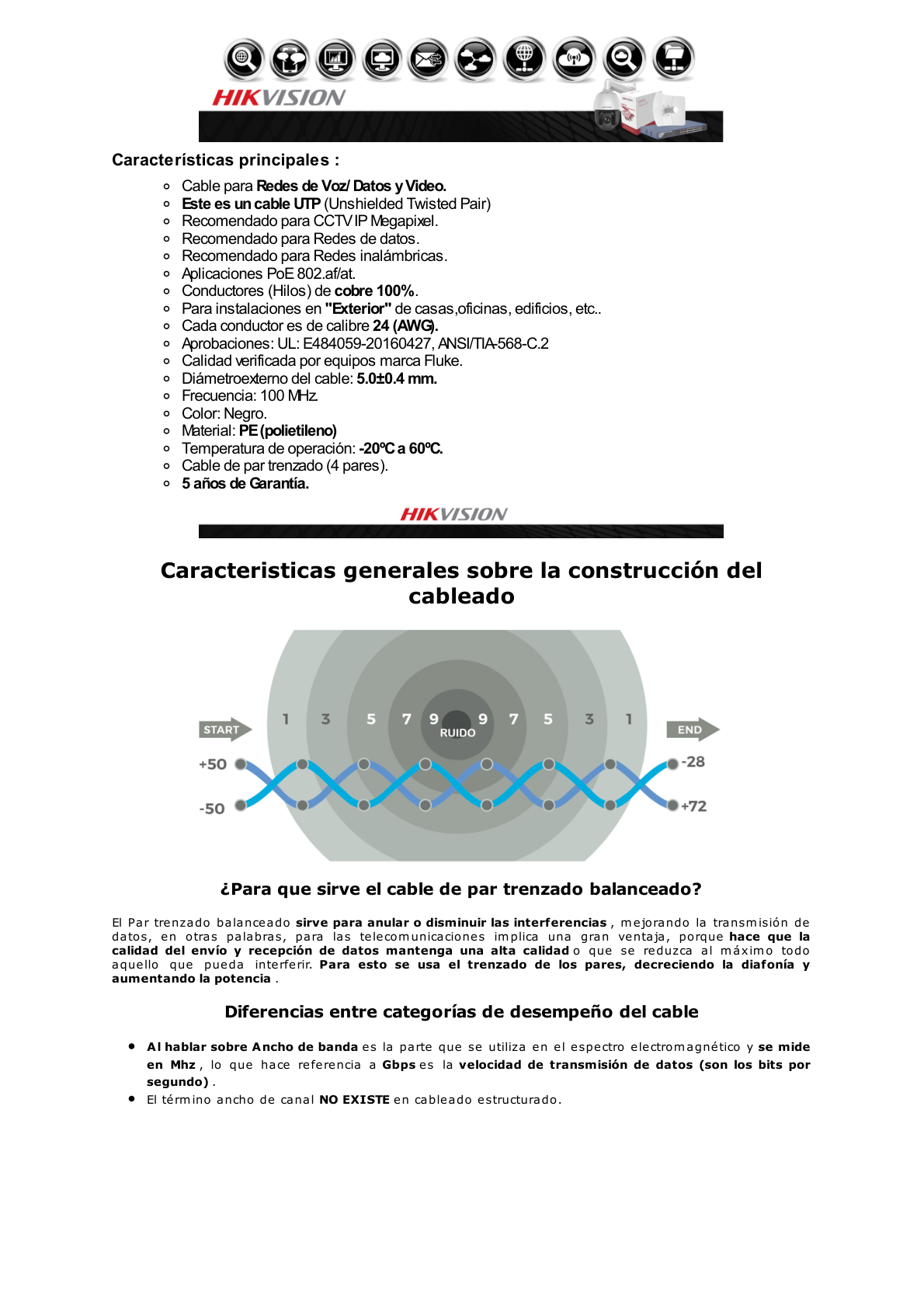 Bobina de Cable UTP 305 Mts / Cat 5E (24 AWG) / Color Negro / PE / Uso en Exterior / 100% Cobre / Aplicaciones de CCTV, Redes de Datos y Enlaces Inalámbricos