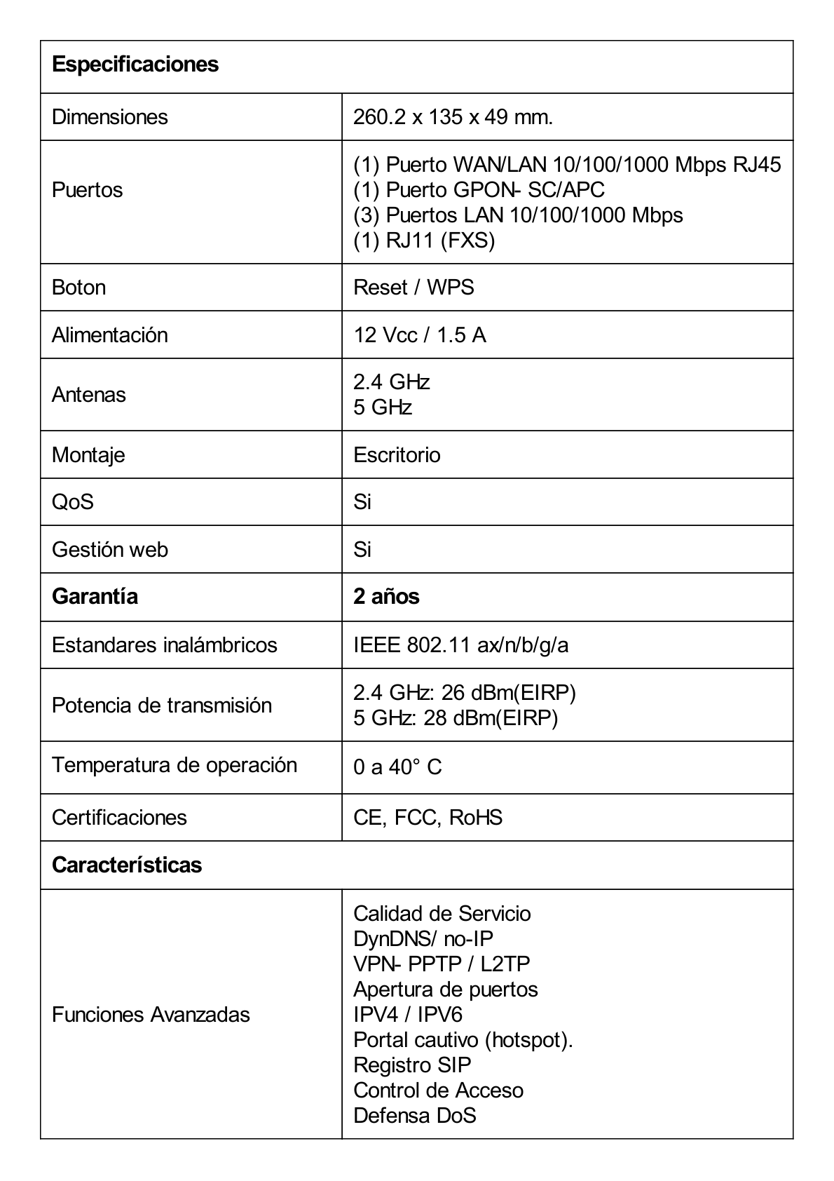 ONU/ONT - GPON Router inalámbrico AX 1800 / 1 Puerto PON SC/APC / 1 Puerto FXS (rj11) / 4 Puertos LAN 10/100/1000 MBPS / Compatible con EasyMesh /  Soporta AgiNet Config - AgiNet ACS