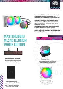 Enfriamiento Liquido Cooler Master MasterLiquid ML240 Illusion Blanco RGB 2*120mm 650-1800RPM