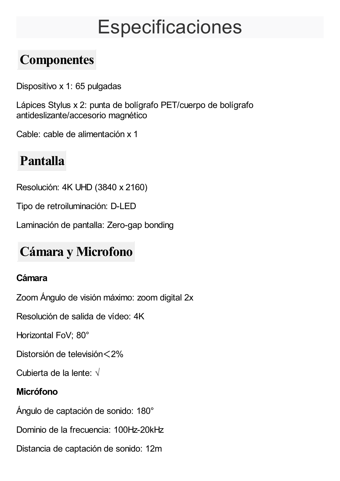 HUAWEI IdeaHub S2, Pantalla interactiva para Colaboración Inteligente, 65", 4K UHD, Harmony OS, Wi-Fi 6, Cámara inteligente, Funcionalidad BYOM.