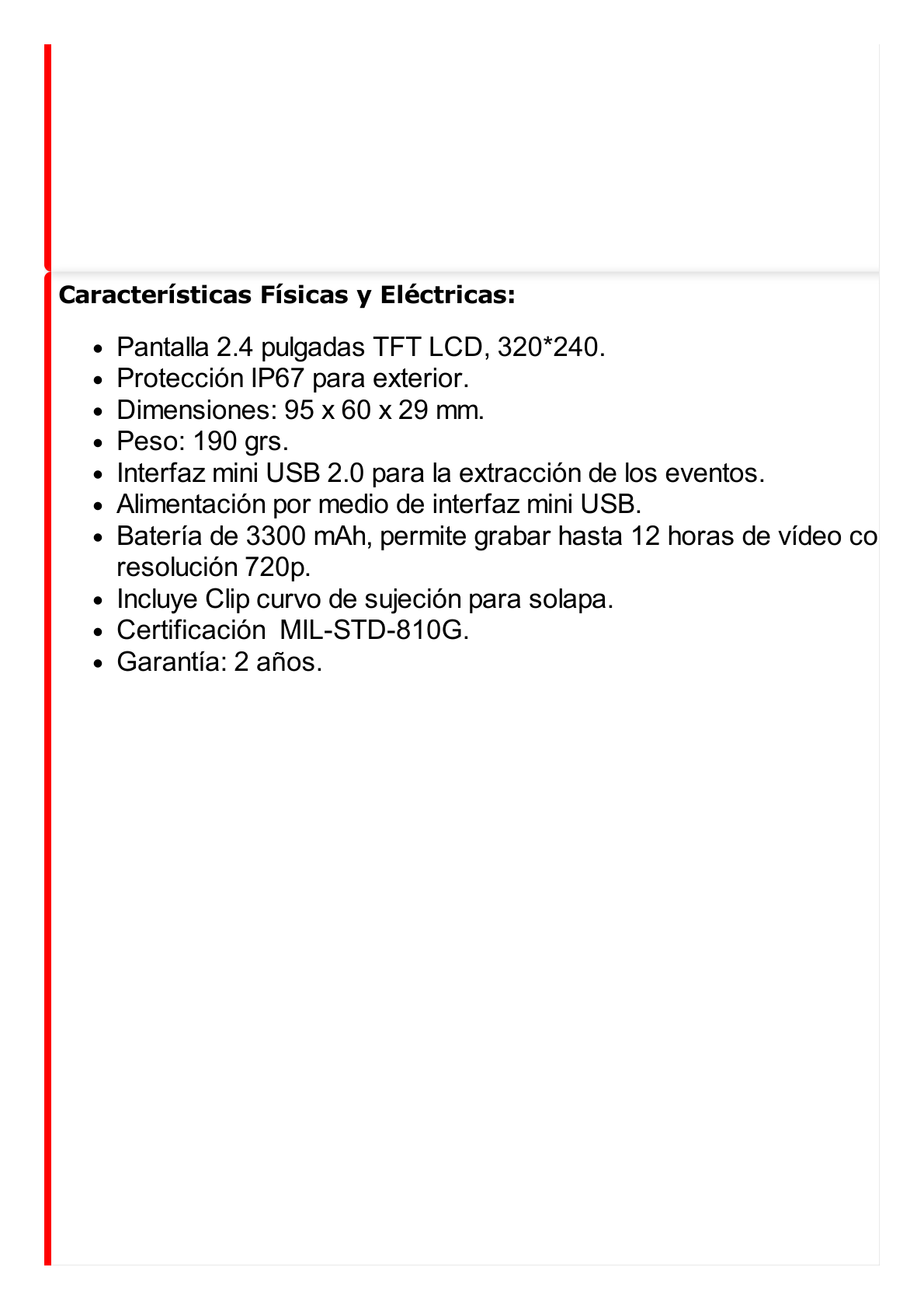 Body Camera Portátil / Grabación a 2K / Pantalla 2.4" LCD / IP67 / H.265 / 32 GB de Almacenamiento / GPS / WIFI / 3G y 4G / Fotos de Hasta 30 Megapixel / Micrófono Integrado