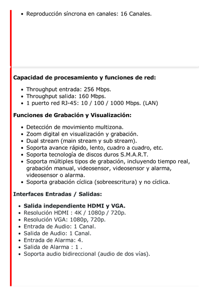 NVR 12 Megapixel (4K) / 32 canales IP / AcuSense (Evita Falsas Alarmas) / Reconocimiento Facial / 2 Bahías de Disco Duro / HDMI en 4K / Sin Puertos PoE+