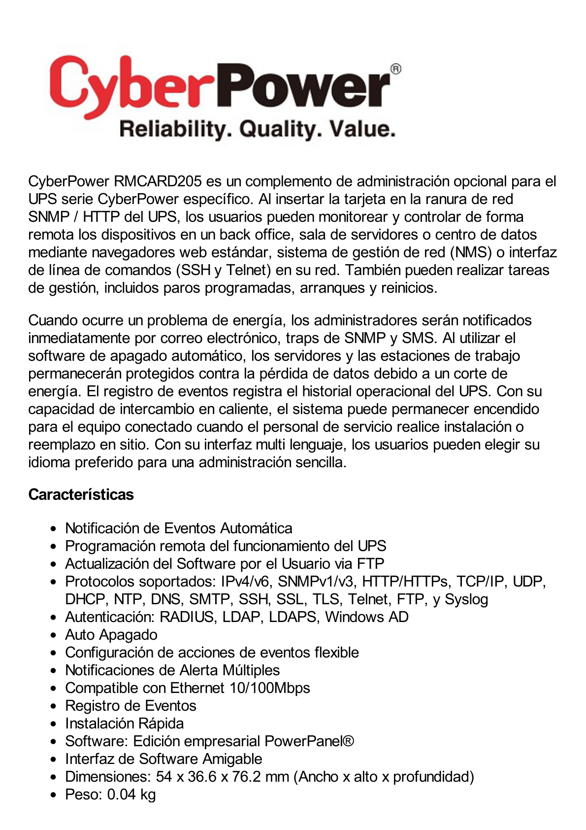 Tarjeta de Administración Remota para UPS CyberPower Modelos PR, OL y OR hasta 5 kVA y PDUs con Tarjeta de Expansión