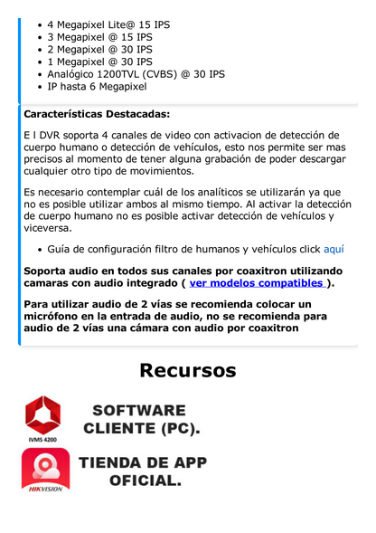 DVR 32 Canales TurboHD + 8 Canales IP / 5 Megapixel Lite - 3K Lite / Acusense (Evita Falsas Alarmas) / Audio por Coaxitron / 2 Bahías de Disco Duro / H.265+