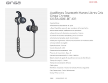 AUDIFONOS GINGA MANOS LIBRES GRIS BLUETTOTH