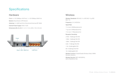 Router inalámbrico TP-Link TL-WR845N N 300Mbps 3 antenas externas 1 puerto WAN y 4 puertos LAN 10/100 modo AP/Extensor/WISP