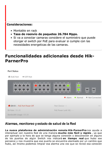 Switch Gigabit PoE+ / Administrable / 16 Puertos 1000 Mbps PoE+ / 2 Puertos SFP / Configuración Remota desde Hik-ParnerPro / PoE hasta 300 Metros / 225 Watts