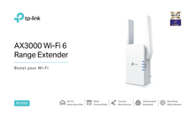 Extensor de rango inalámbrico TP-Link RE705X Wi-Fi 6 AX3000 OneMesh 1 puerto RJ45 gigabit modo AP 2 antenas