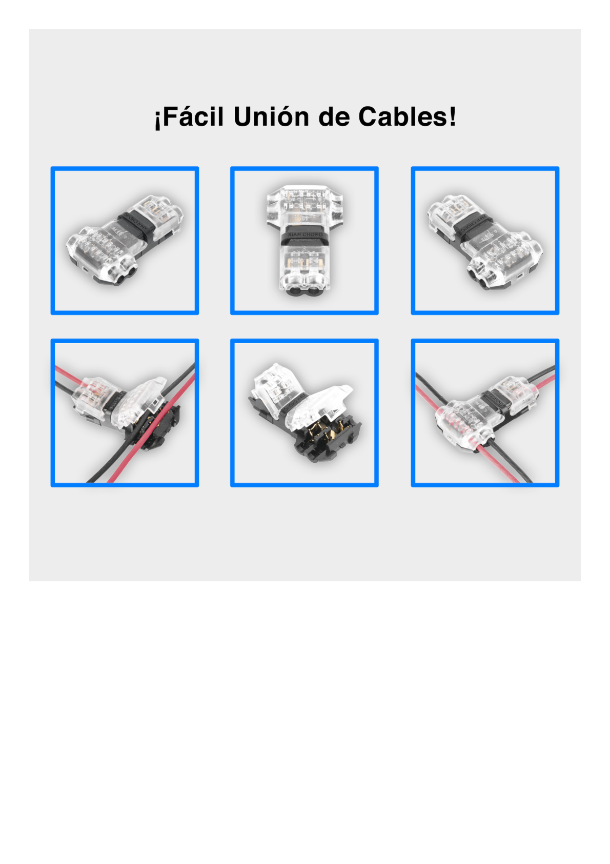 Conector en forma de T para 2 Contactos / Para una Conexión Rápida