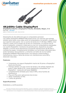 CABLE MANHATTAN DISPLAYPORT 3M NEGRO