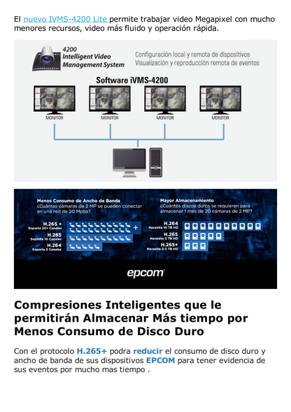 DVR 8 Canales 4K TurboHD + 8 Canales IP/ 8 Megapixel / Acusense  / Audio por Coaxitron/ 1 Bahía de Disco Duro / 4 canales de audio / 8 Entradas de Alarma / 4 Salida de Alarma /  H.265+